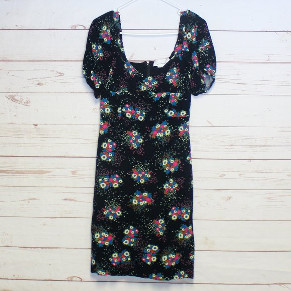 Anthropologie Scarletta Sweetheart Midi Dress Black Floral Romantic Anthro 6 - Picture 8 of 12